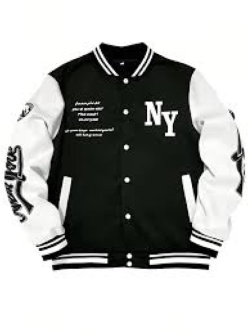 SHEIN Black and White NY Varsity Bomber Jacket